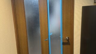 木製ドアガラス割れ替え修理